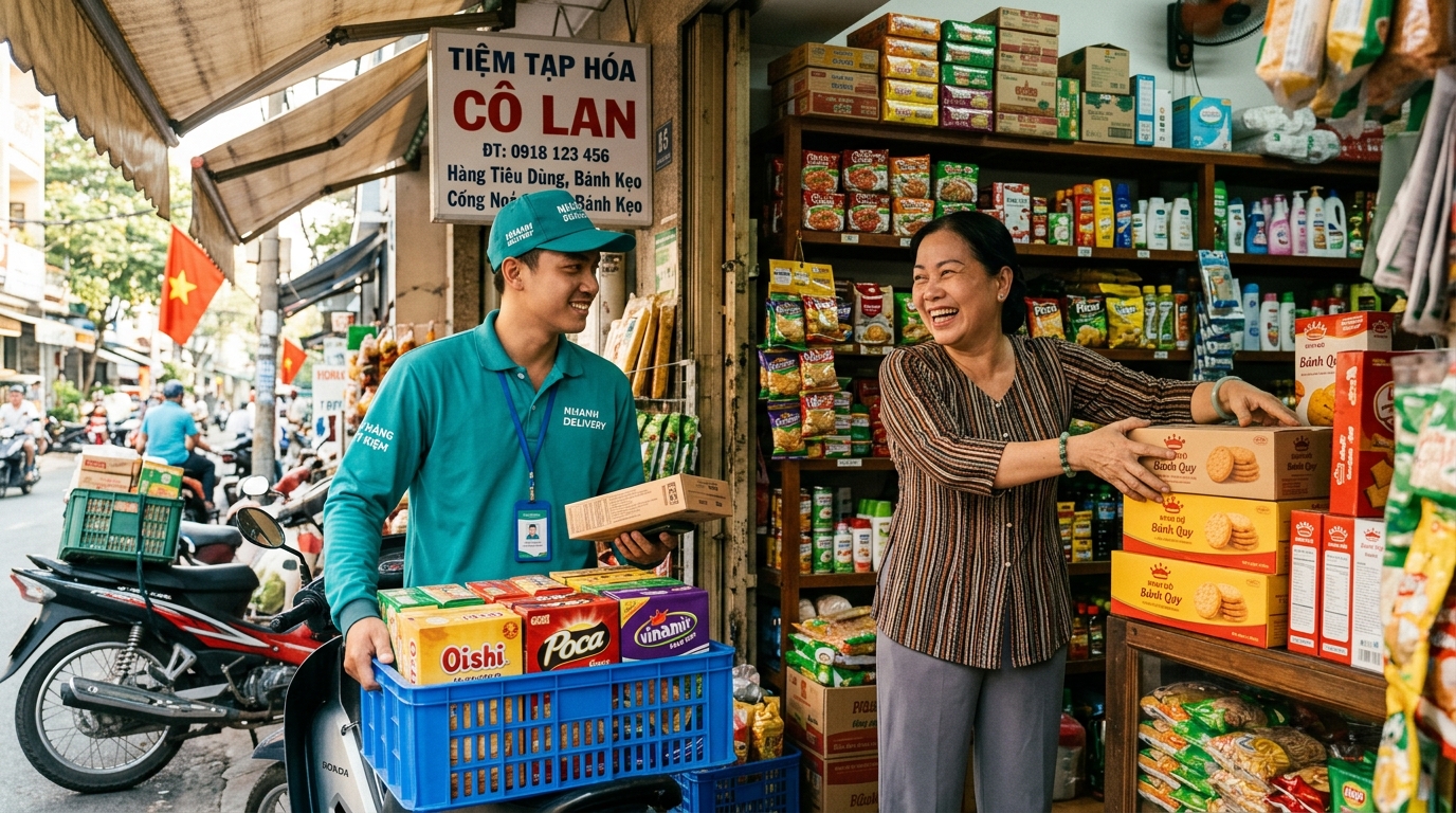Sự gắn kết bền vững: Niềm vui của chủ tiệm tạp hóa khi tiếp nhận nguồn hàng FMCG chính hãng